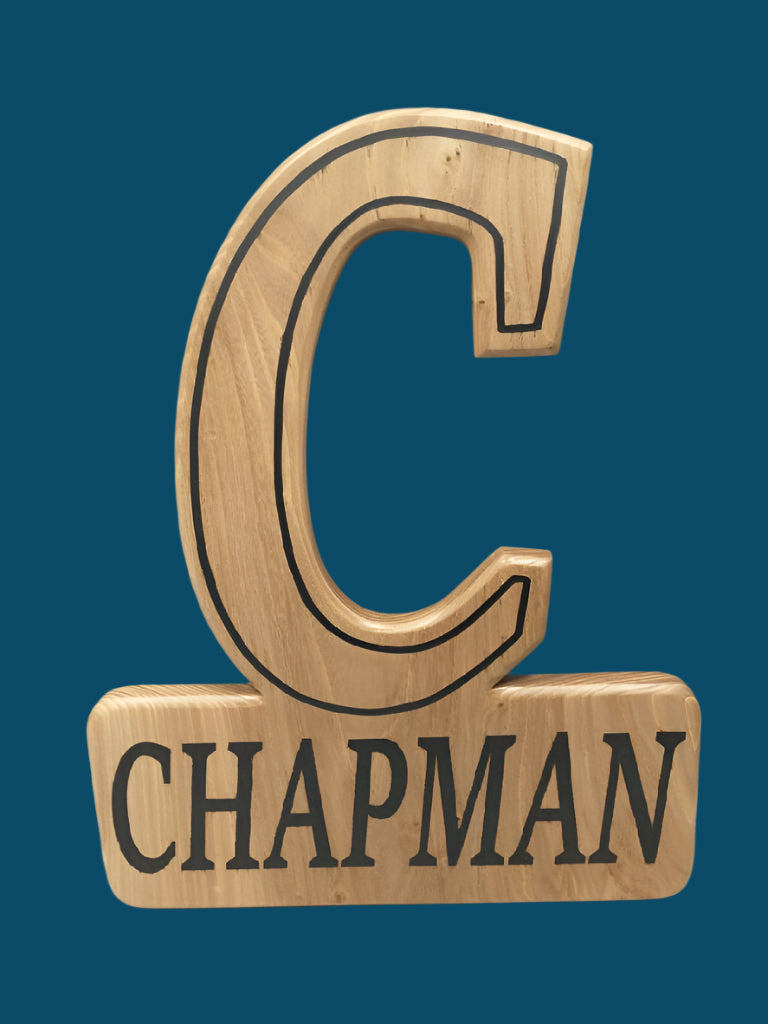 Name Plague placed next to card box at wedding reception.