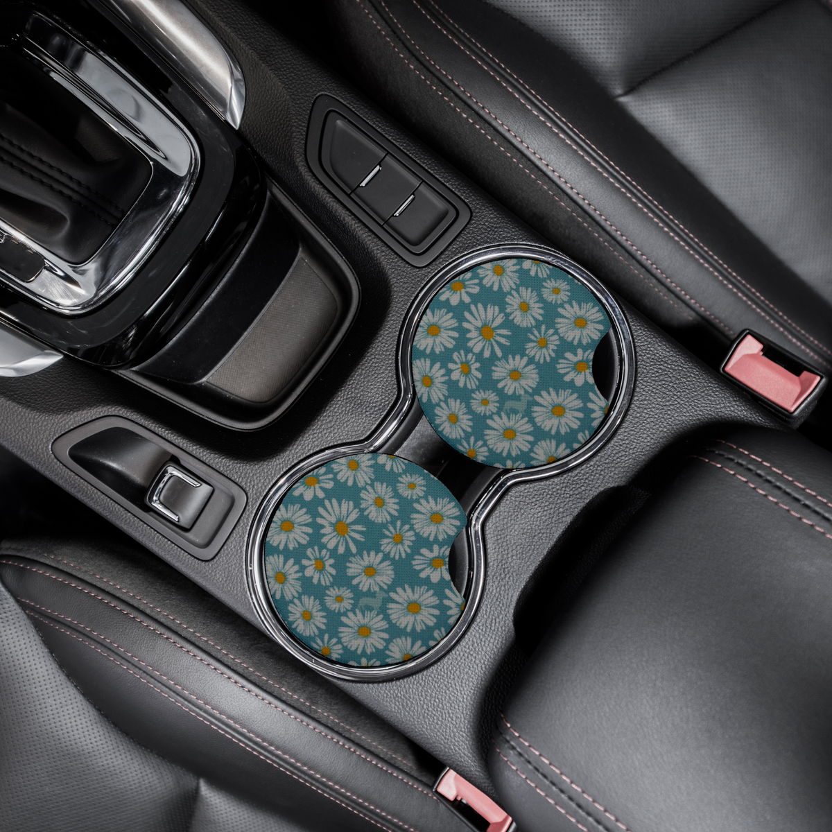 Blue daisies car coasters