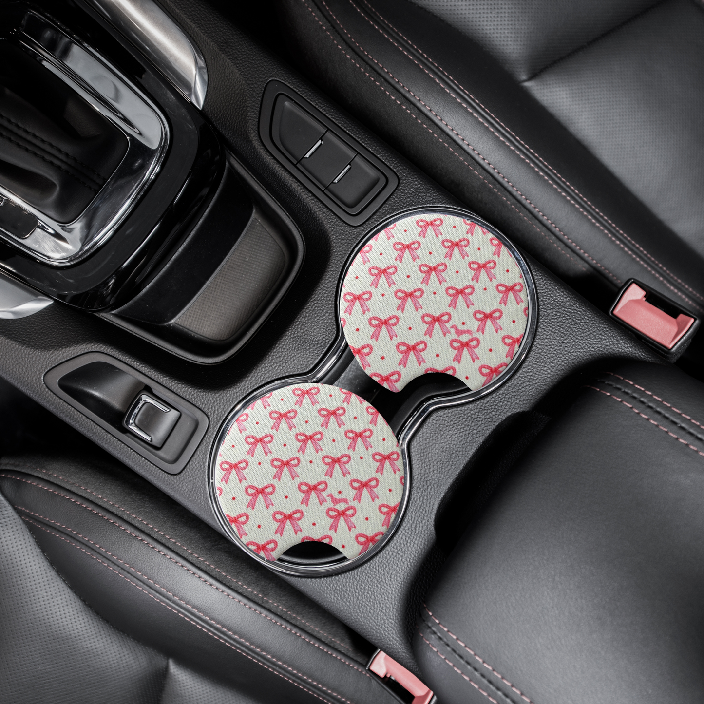 Pink bows car coasters