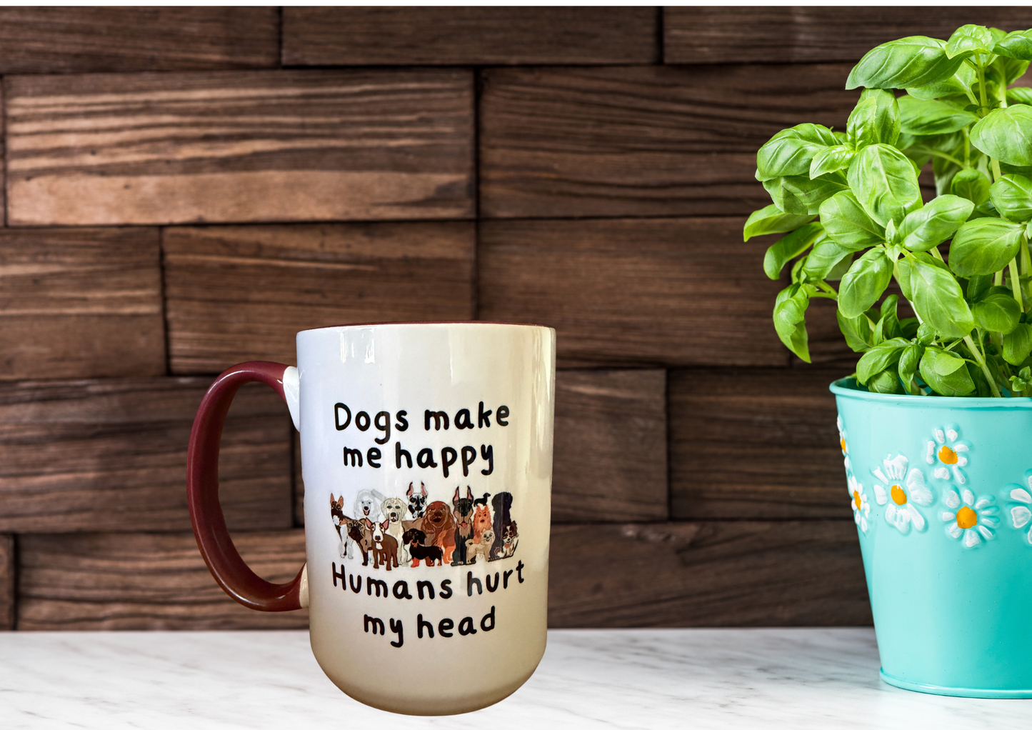 Dogs make me happy, humans hurt my head coffee mug