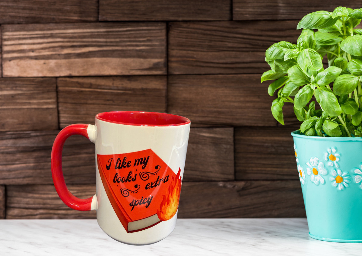 I like my books extra spicy coffee mug