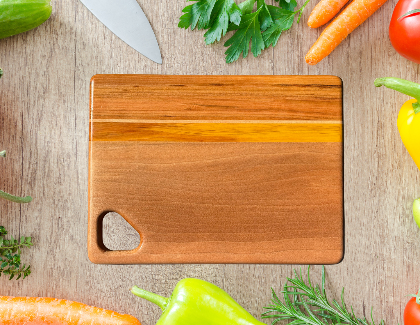 Sycamore, Cherry, Yellowheart & Maple Cutting Board