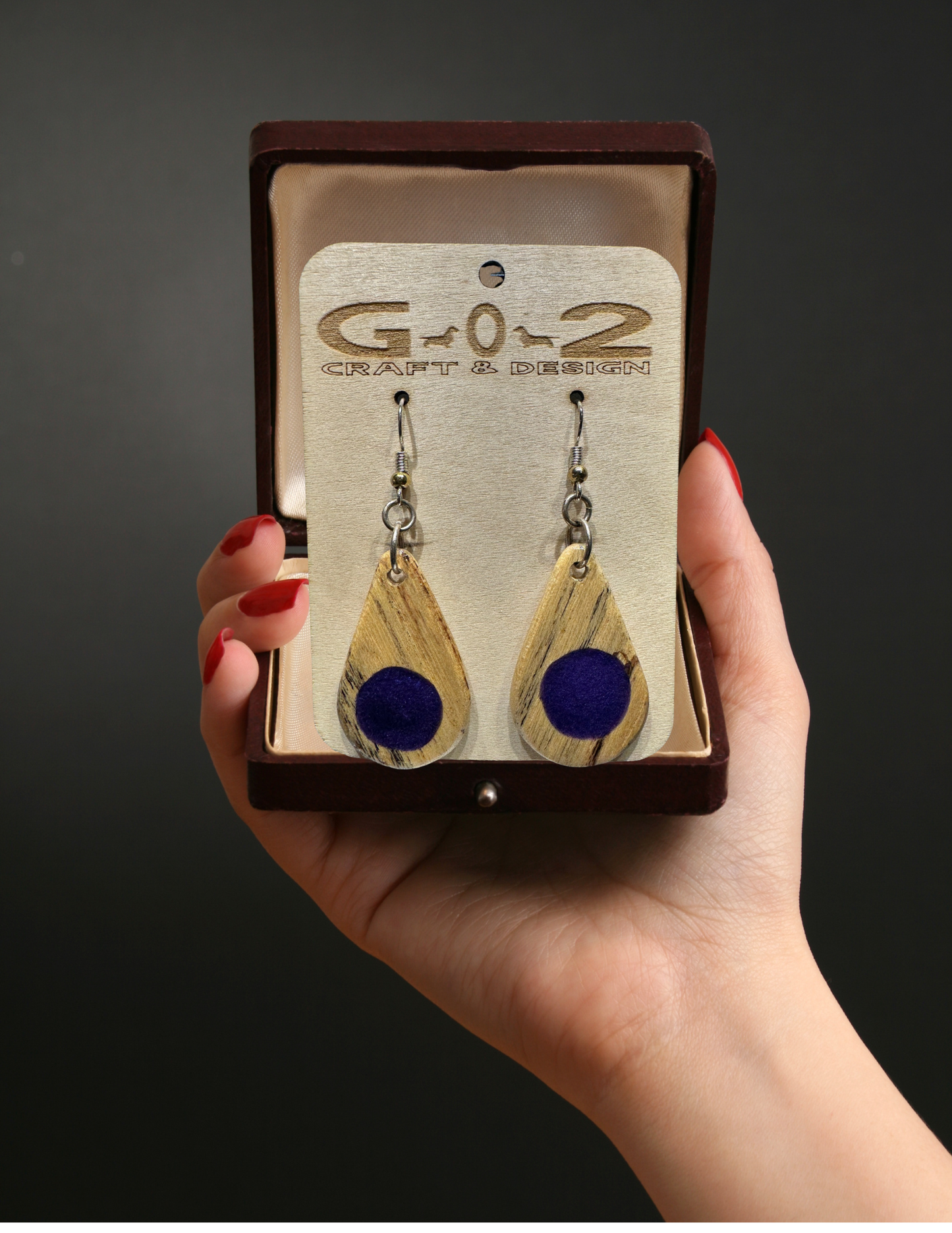 Spalted Maple and Purple Resin Earrings *2*