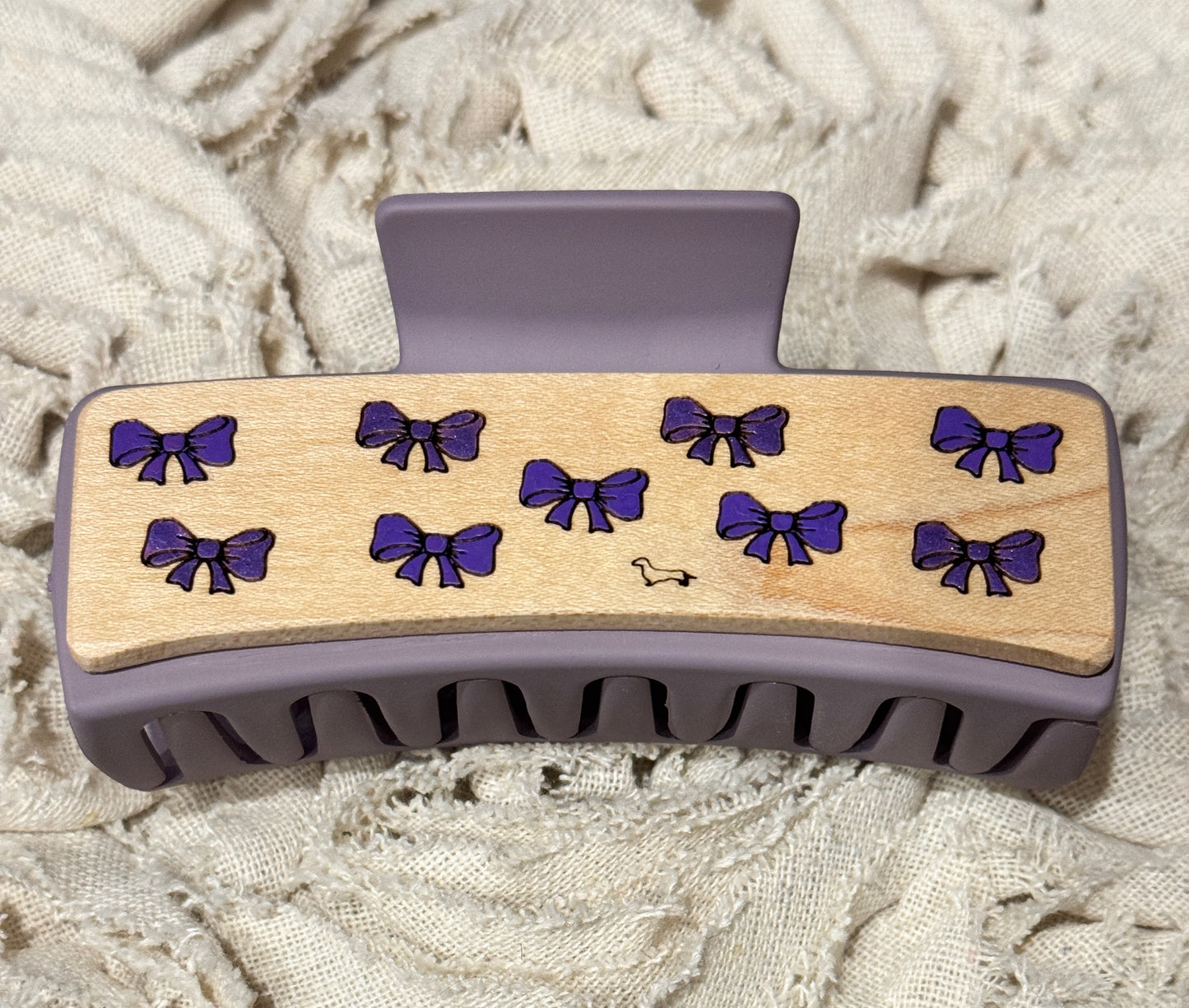 Hand Painted Laser Engraved Wood Claw Hair Clips