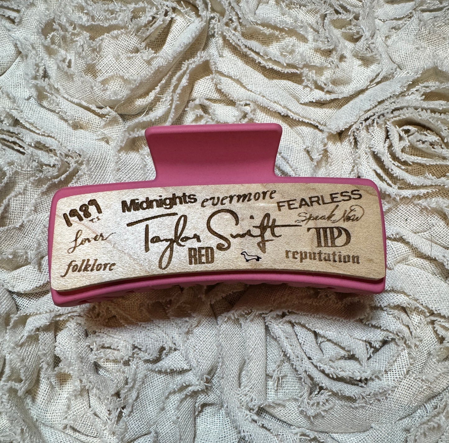 Laser Engraved Wood Claw Hair Clips