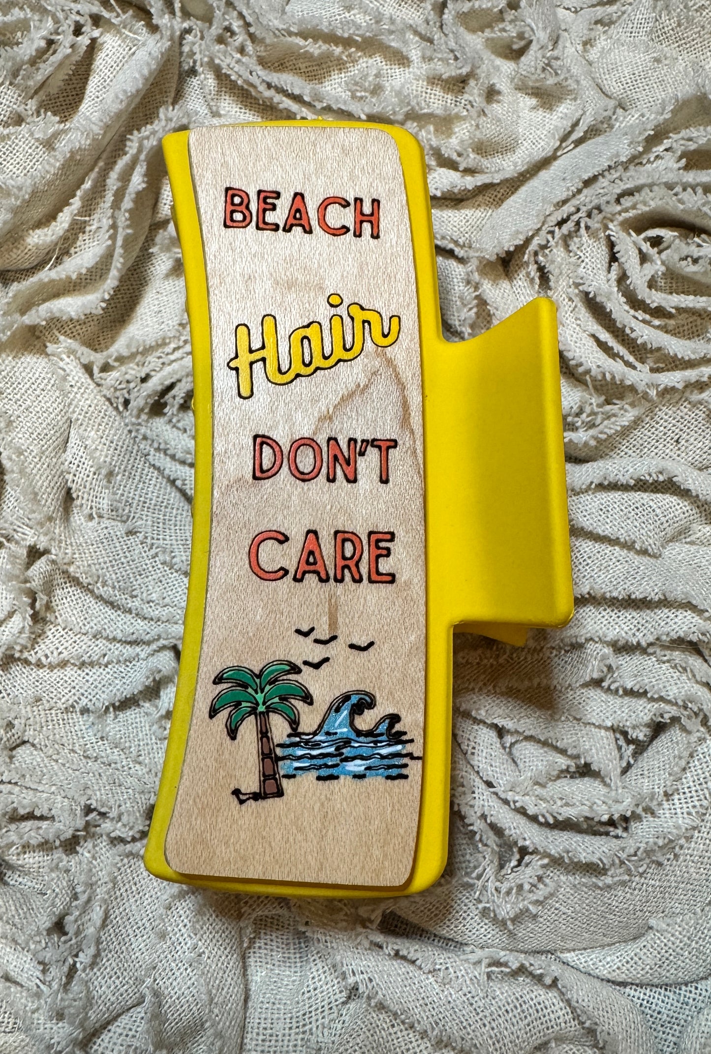 Hand Painted Laser Engraved Wood Claw Hair Clips