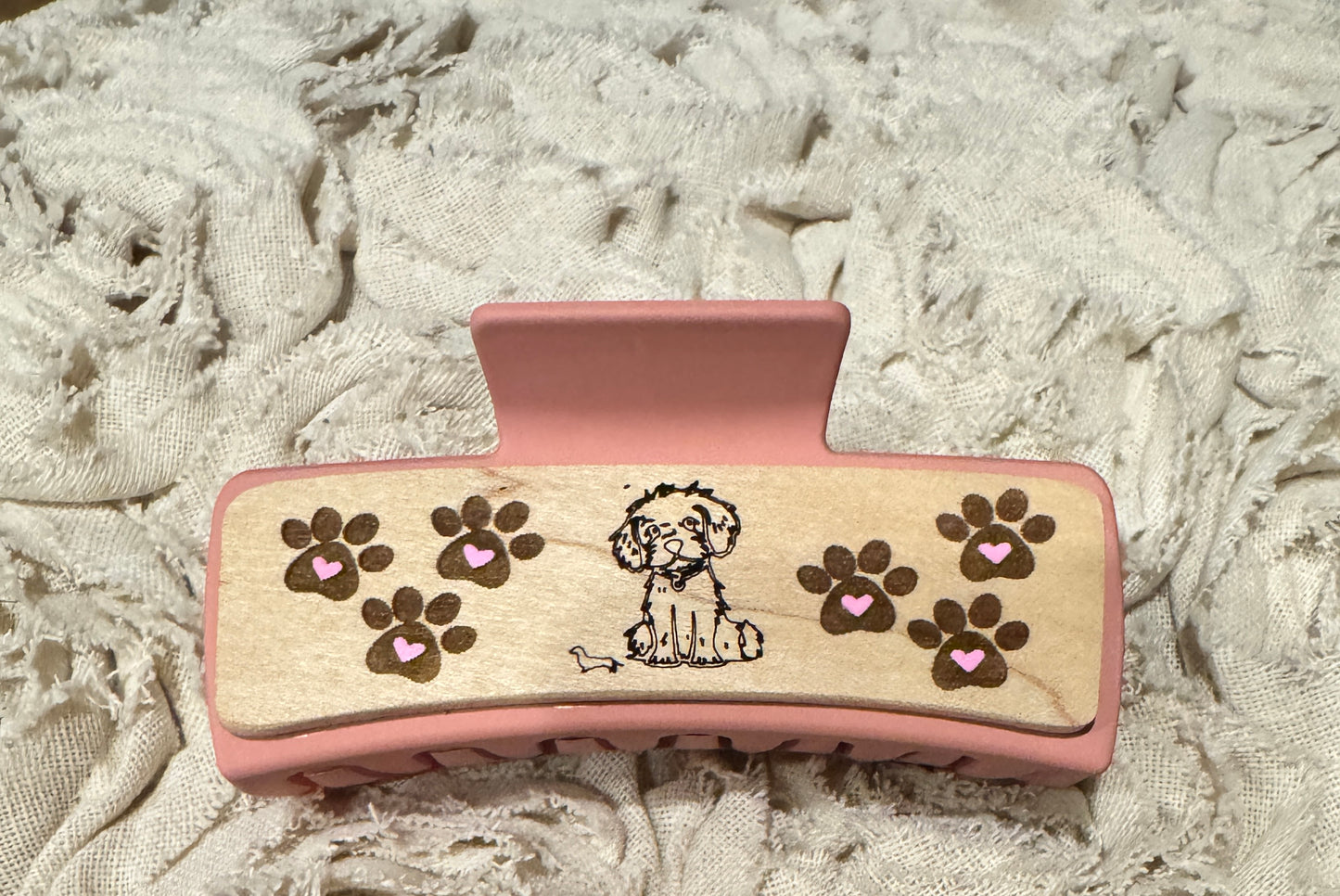 Laser Engraved Wood Claw Hair Clips
