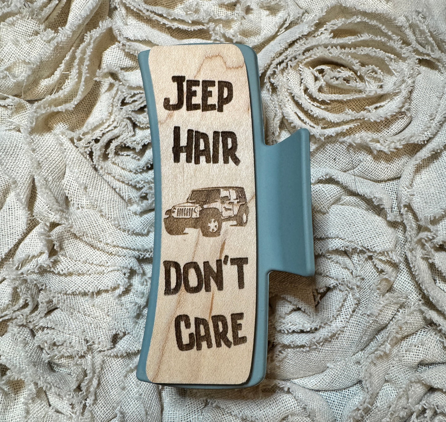 Laser Engraved Wood Claw Hair Clips