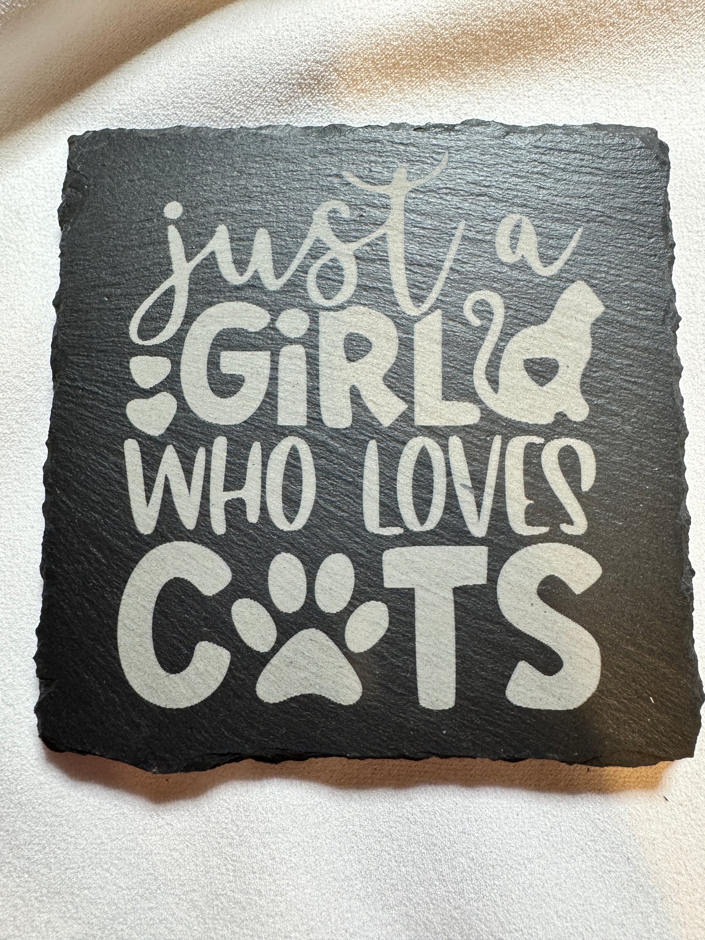 Just a girl who loves cats slate coaster