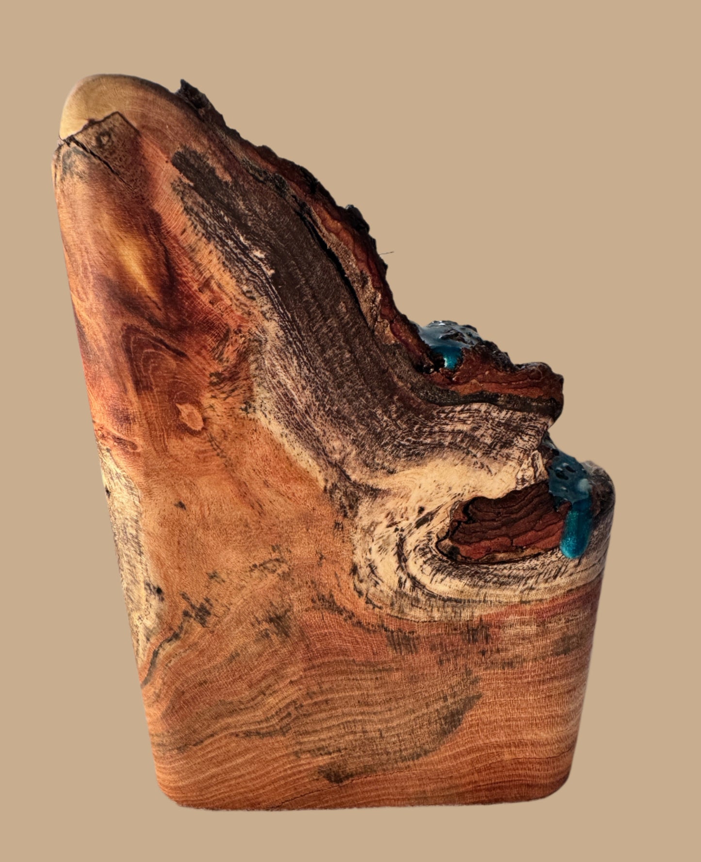 Single Oak Candle Holder with Resin Holder