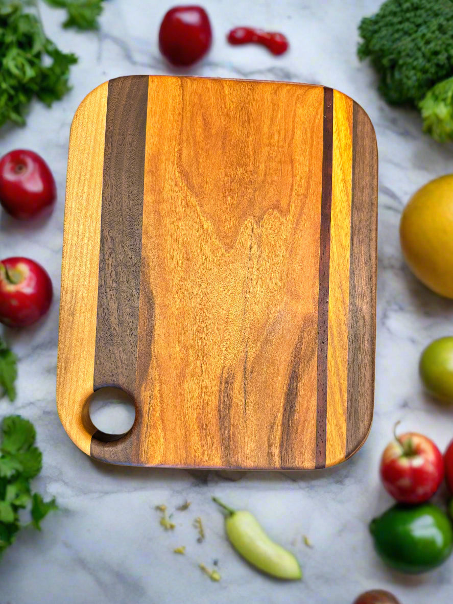 Cherry, Walnut, Padauk & Canary Wood Cutting Board