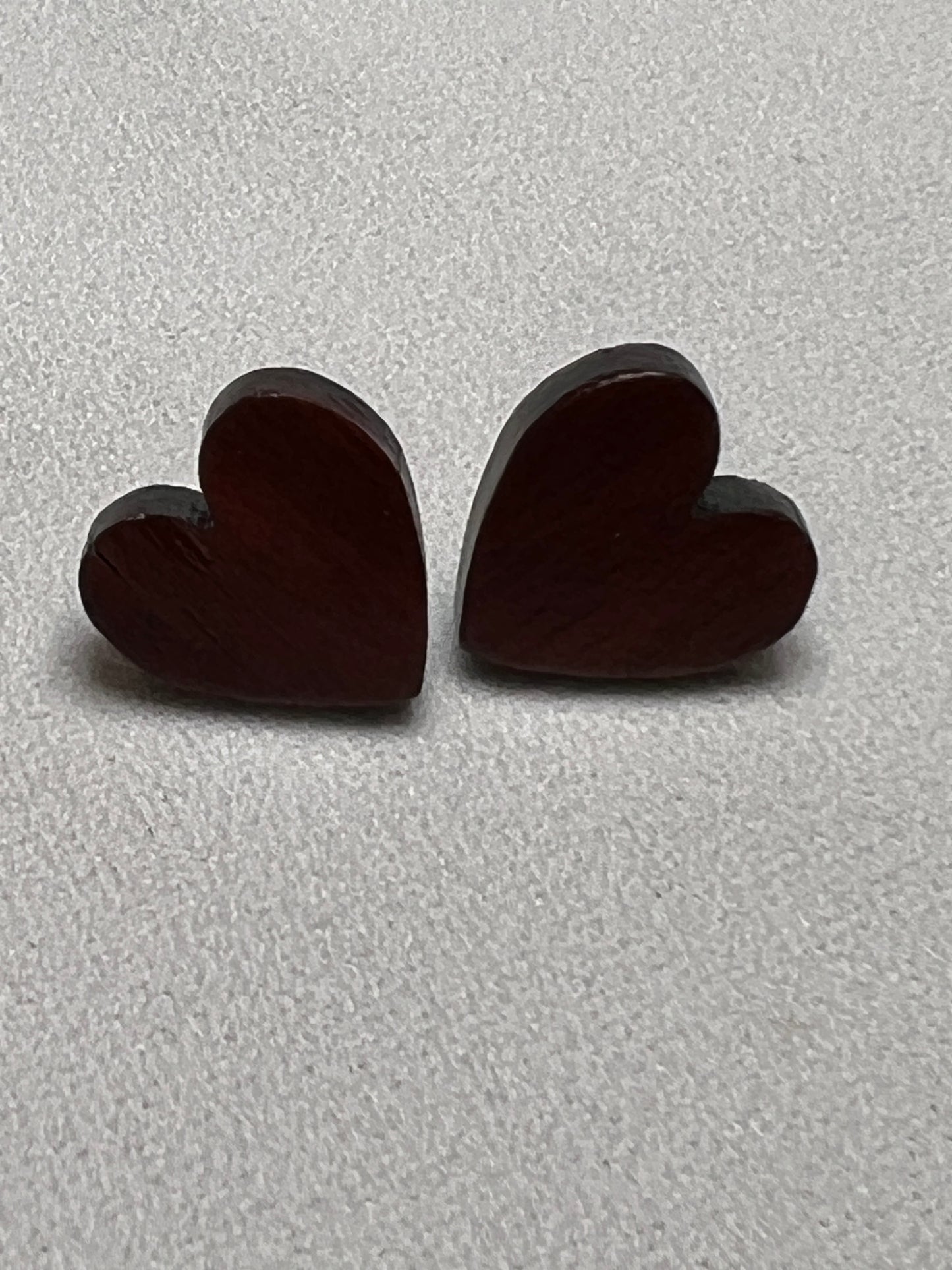 Bloodwood Heart Stud Earrings