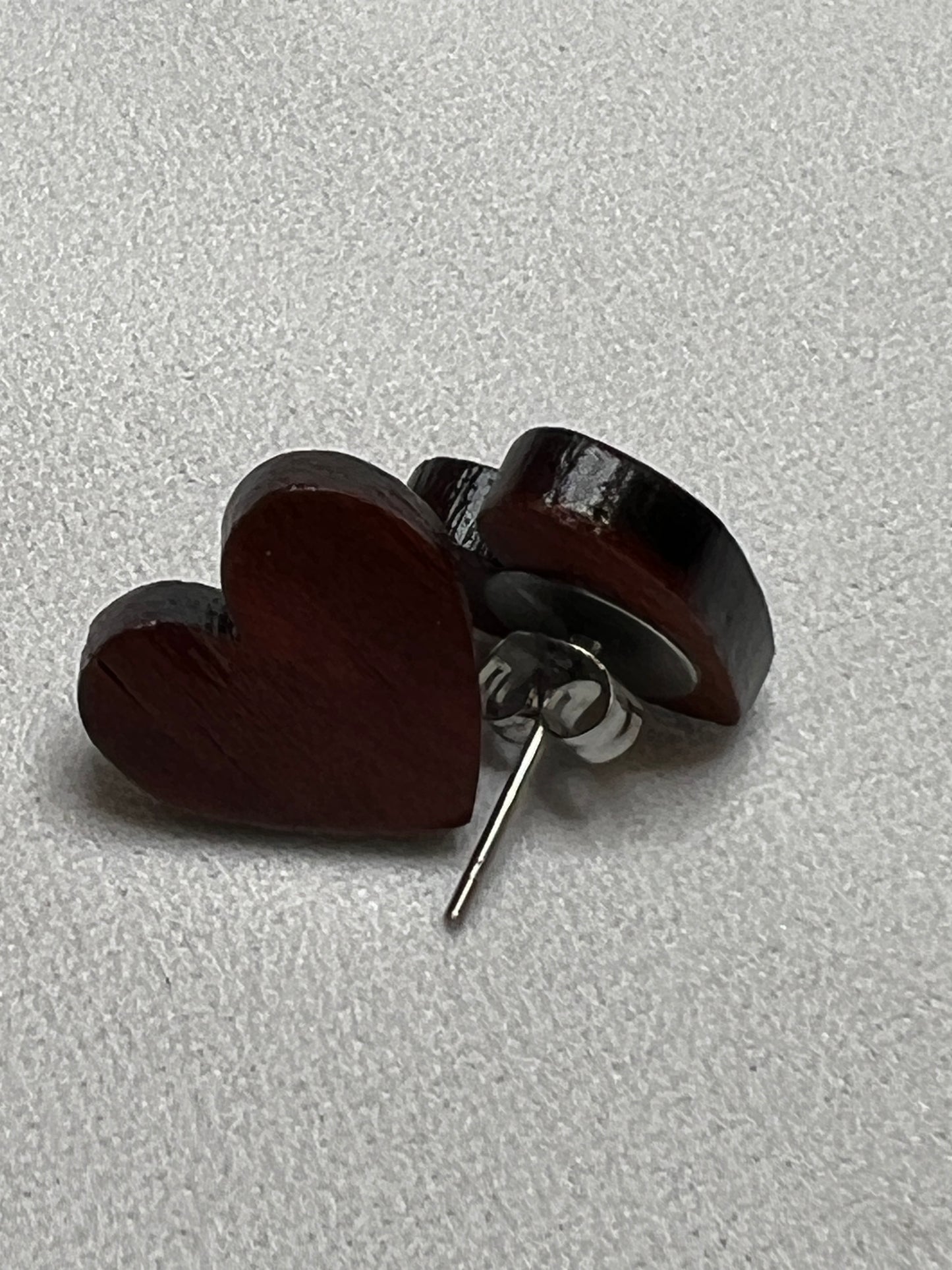 Bloodwood Heart Stud Earrings