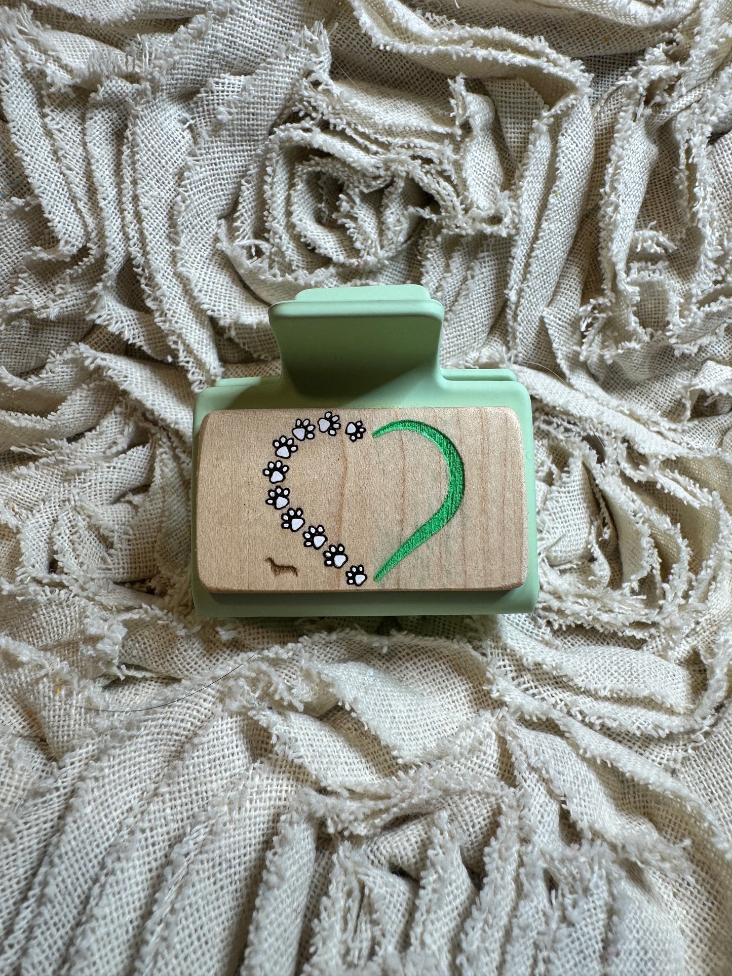 Small Hand Painted Laser Engraved Wood Claw Hair Clips