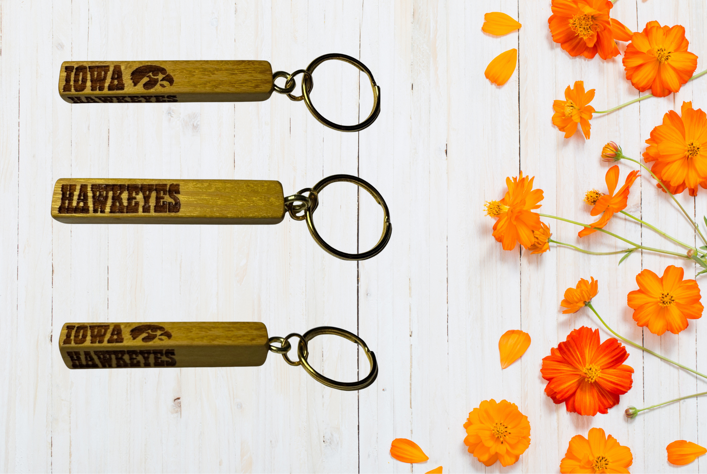 Wood keychain with humorous text