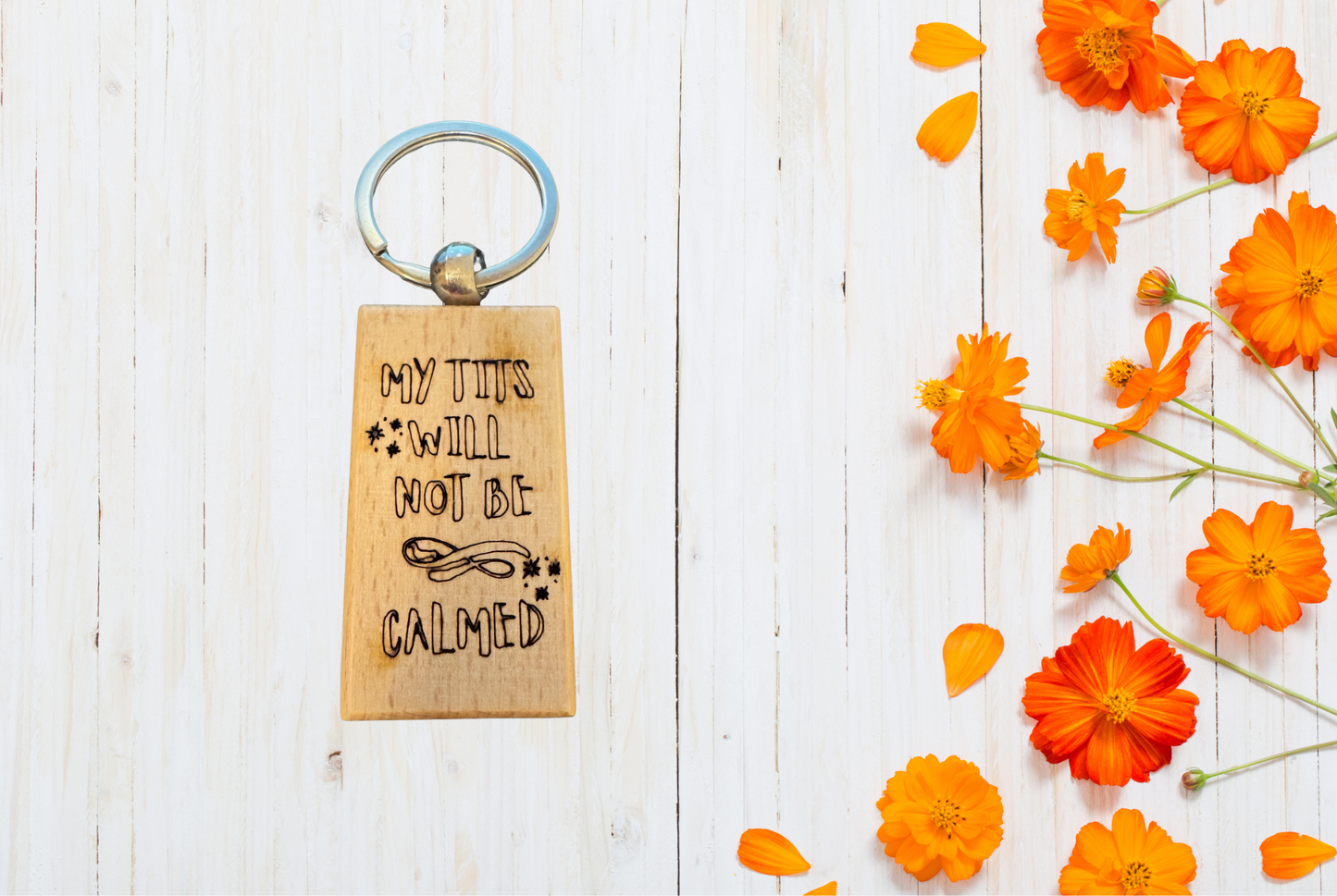 Keychain with humorous text