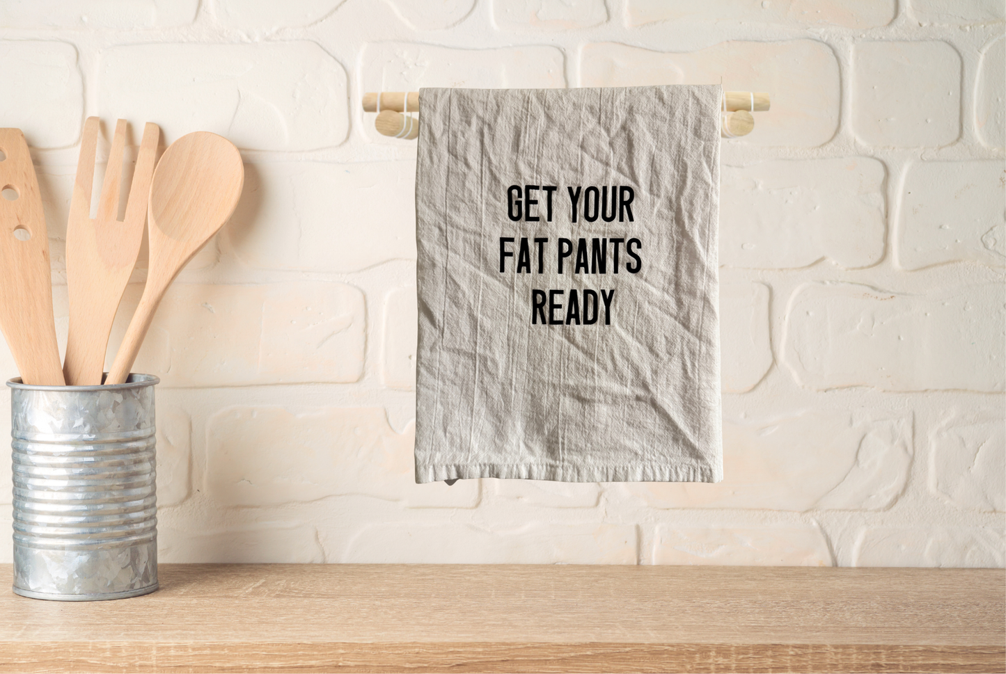 Kitchen towel with humorous text