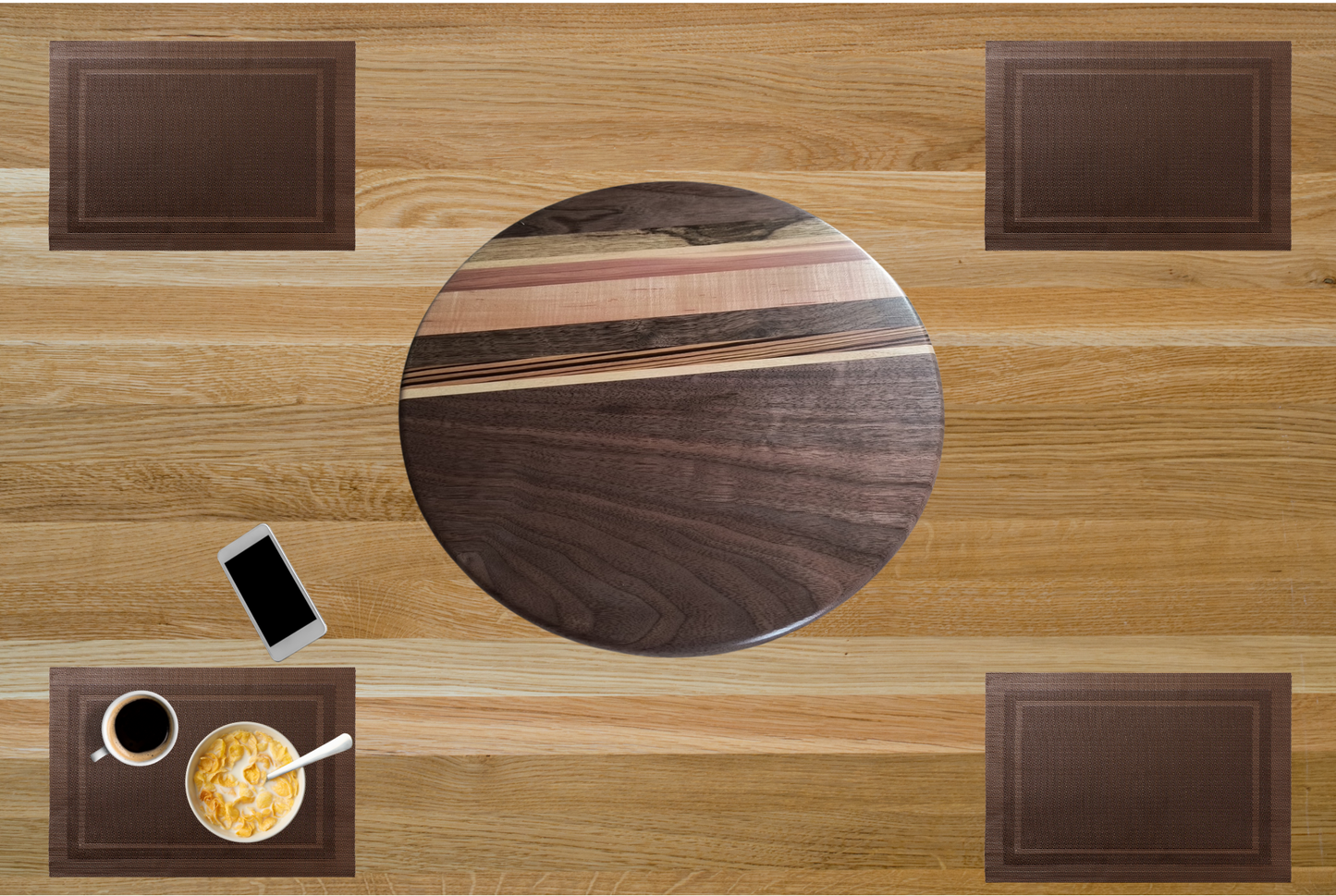 Walnut, Maple, Cedar, Cottonwood, Zebrawood & Black Limba Lazy Susan