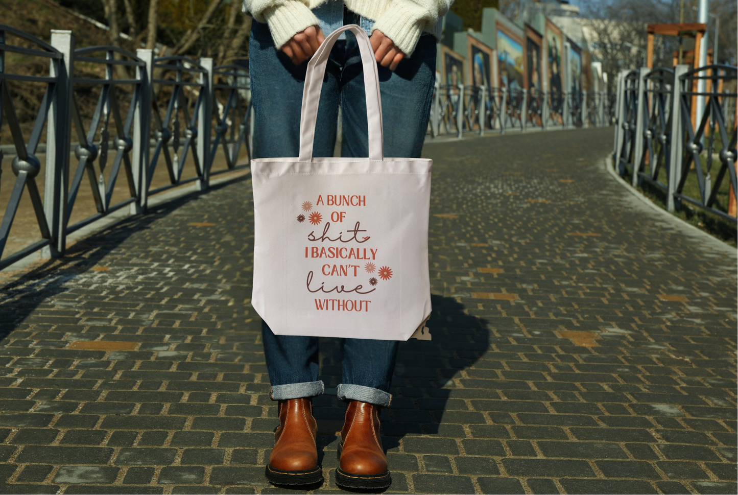 A bunch of shit I basically can't live without tote bag