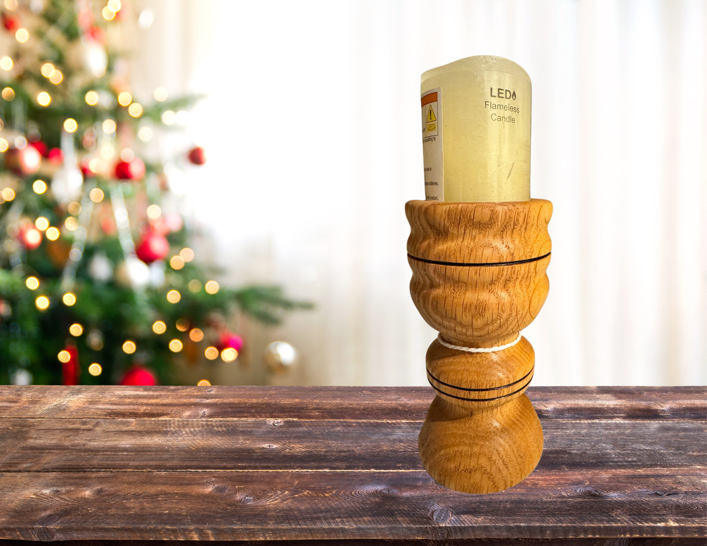 Oak Lathe Turned candle holder