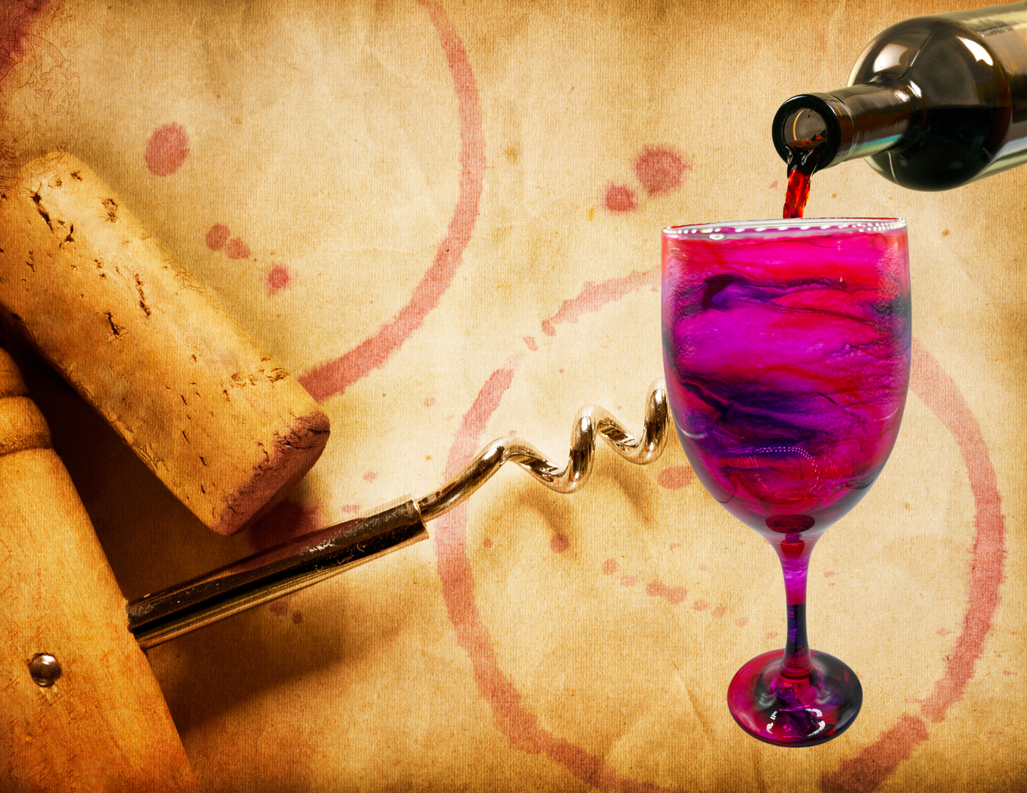 Pink & Purple Stemmed Alcohol Ink Wine Glass