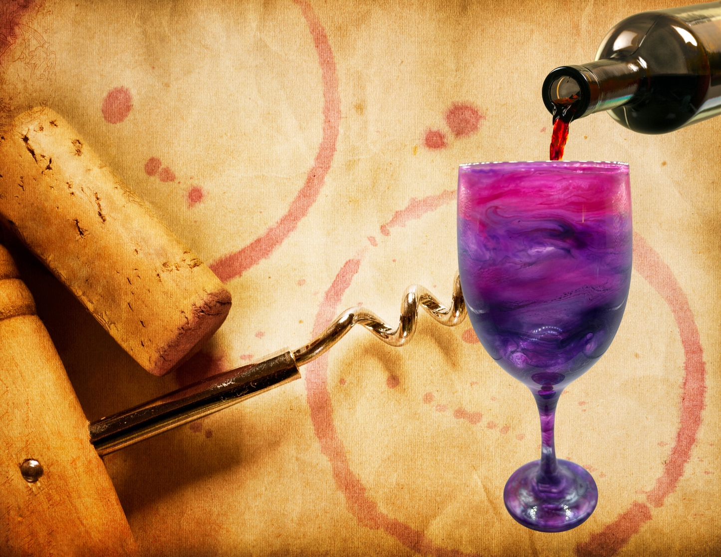 Pastel Pearls Stemmed Alcohol Ink Wine Glass