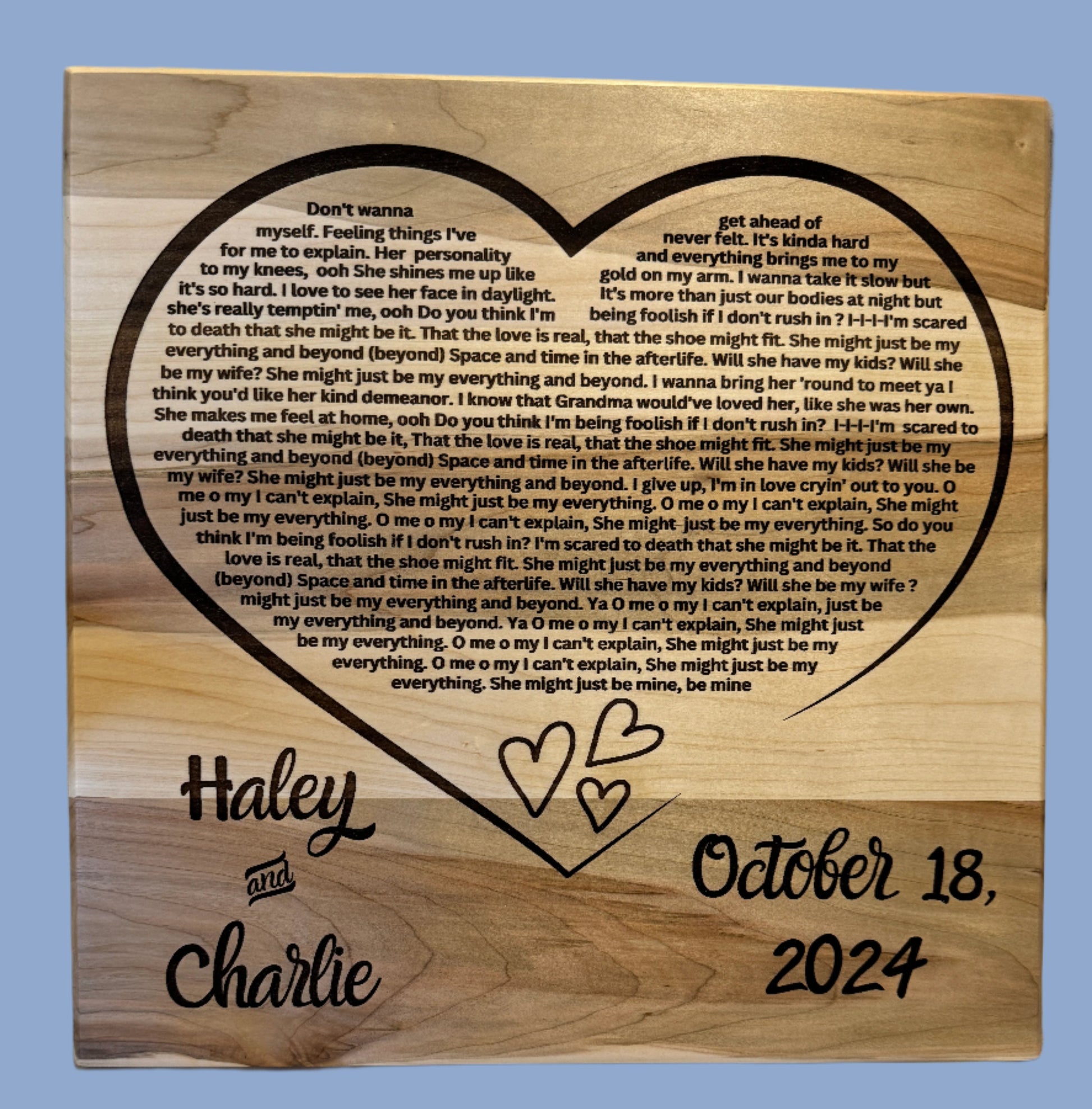 Wedding Song engraved plaque 