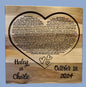 Wedding Song engraved plaque 