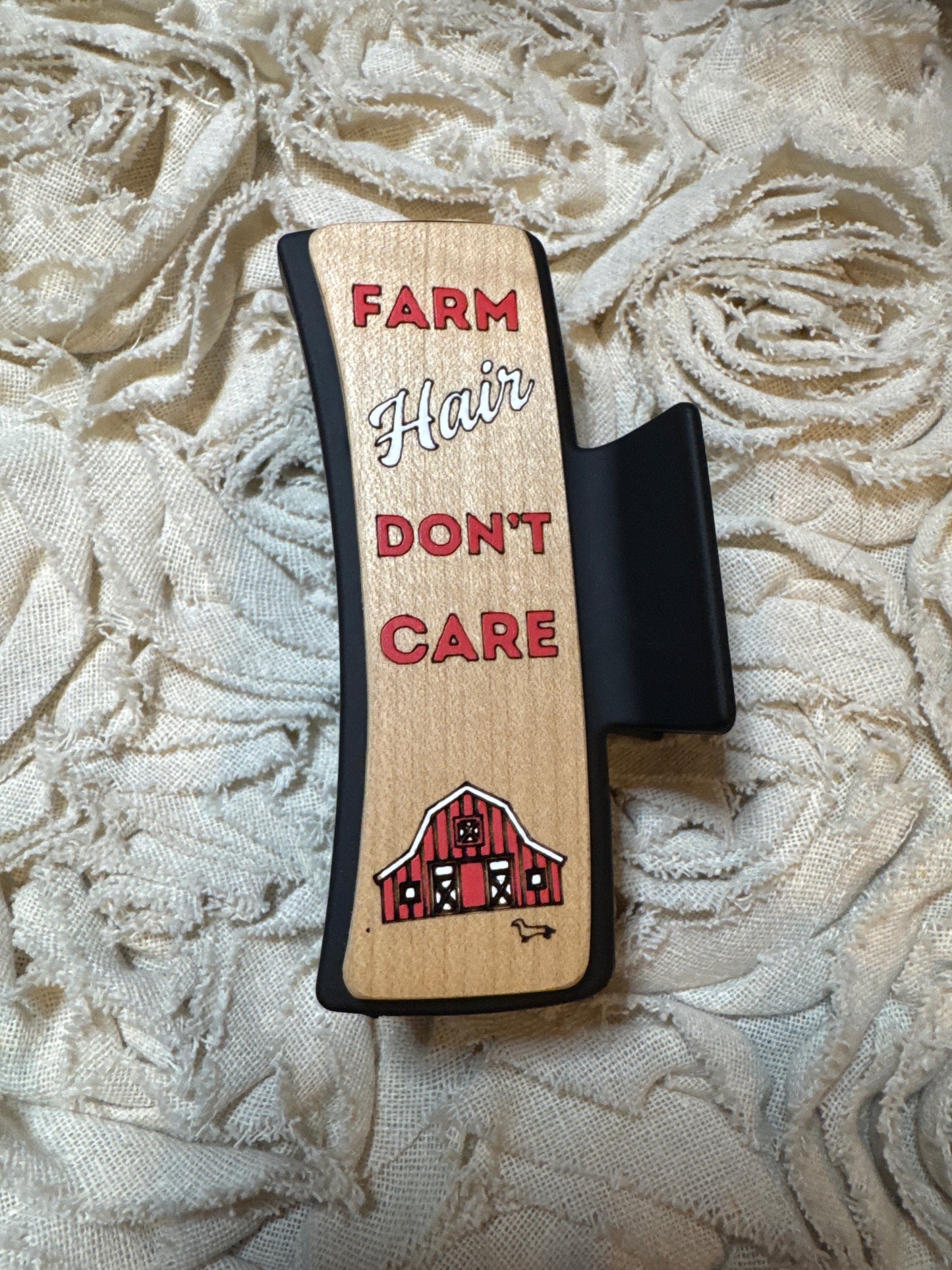 Hand Painted Laser Engraved Wood Claw Hair Clips