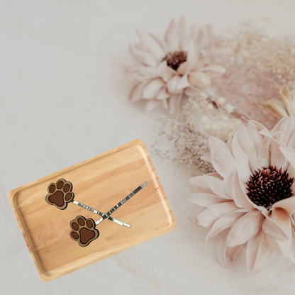 Brown Paw Print Hair Pin 