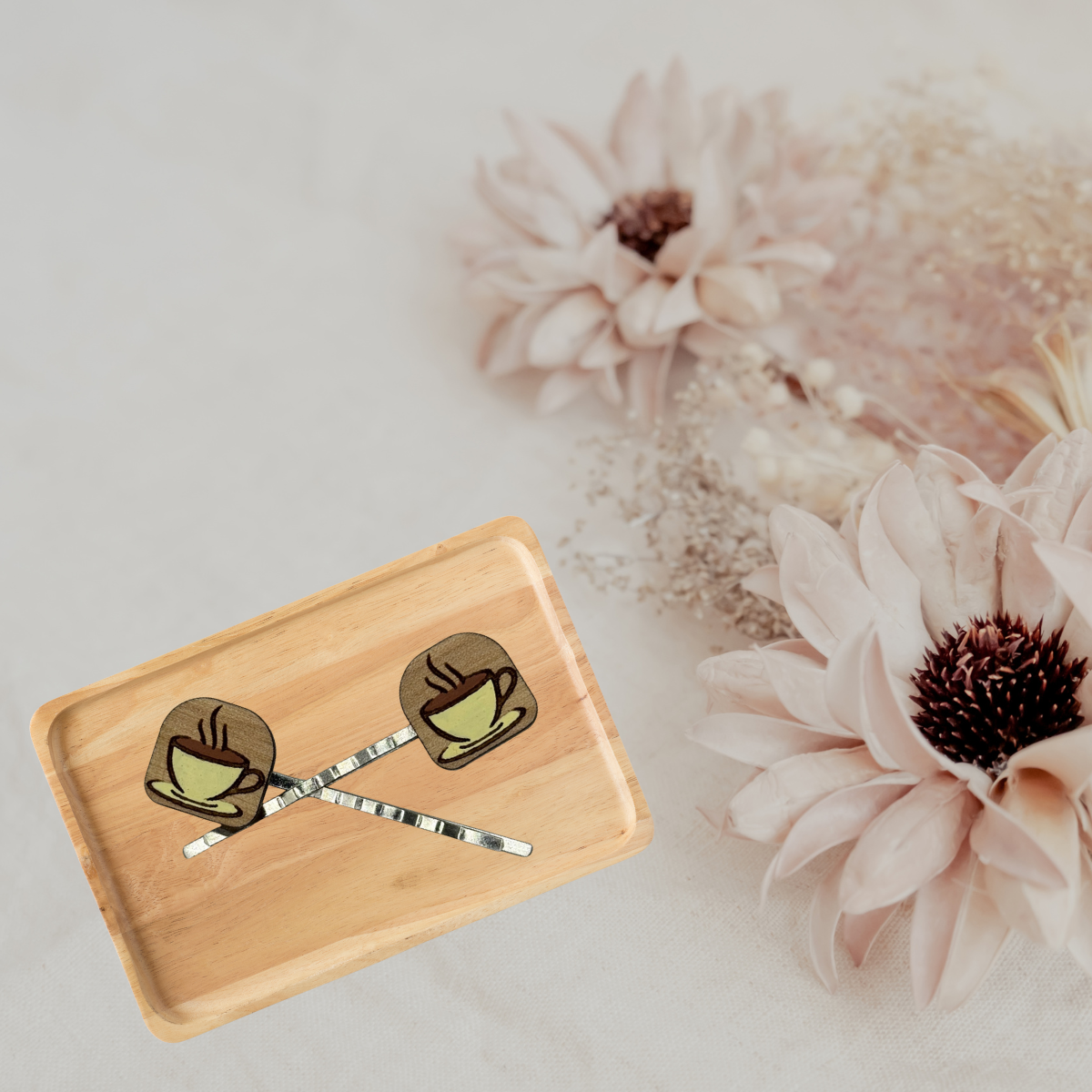 Coffee Print Hair Pin 