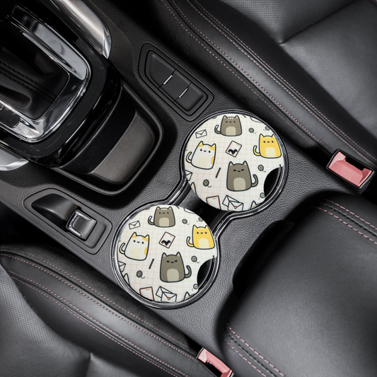 Cat & letter car coasters