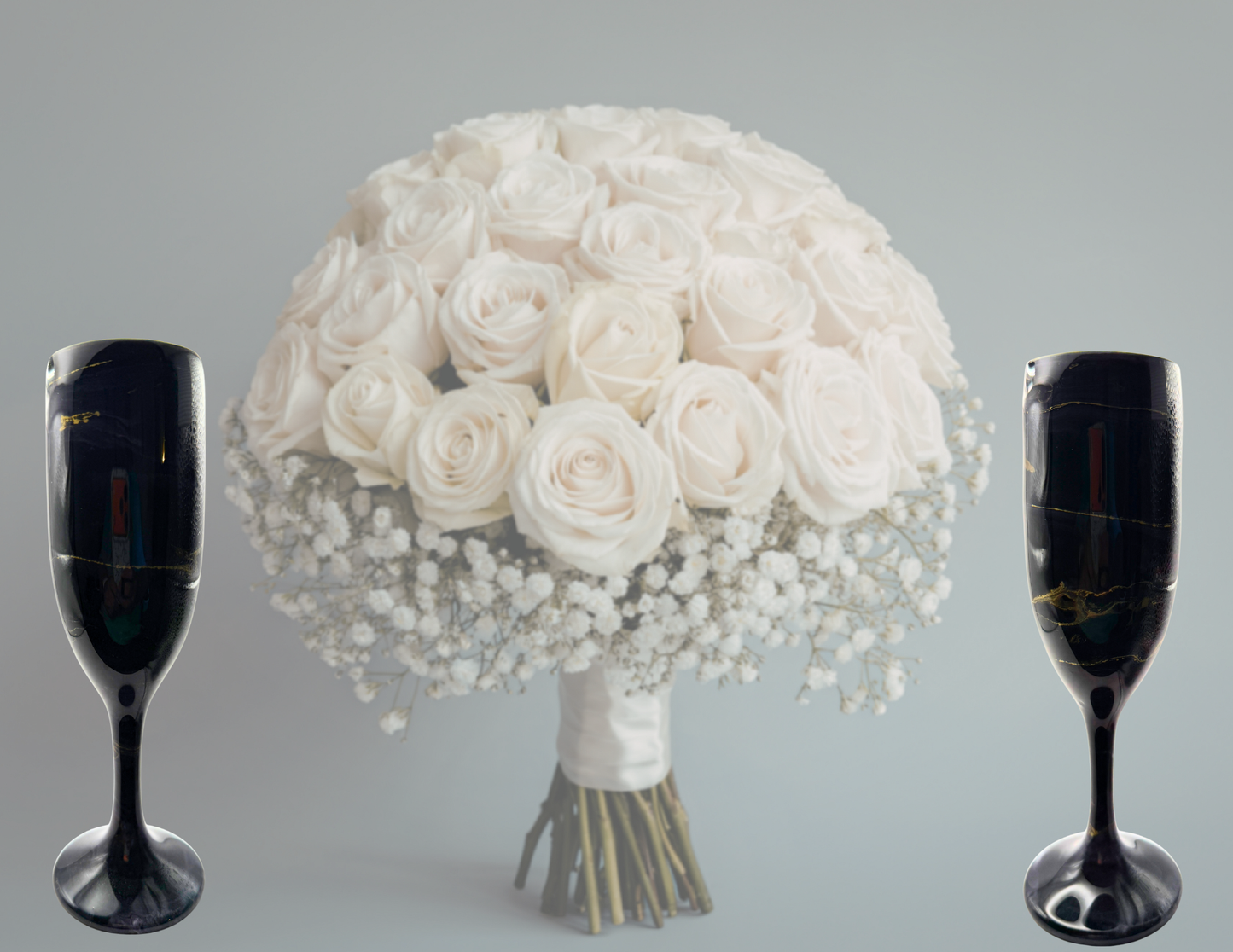 Black and Gold Champagne Alcohol Ink Wine Glasses