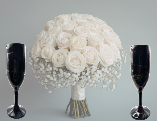Black and Gold Champagne Alcohol Ink Wine Glasses