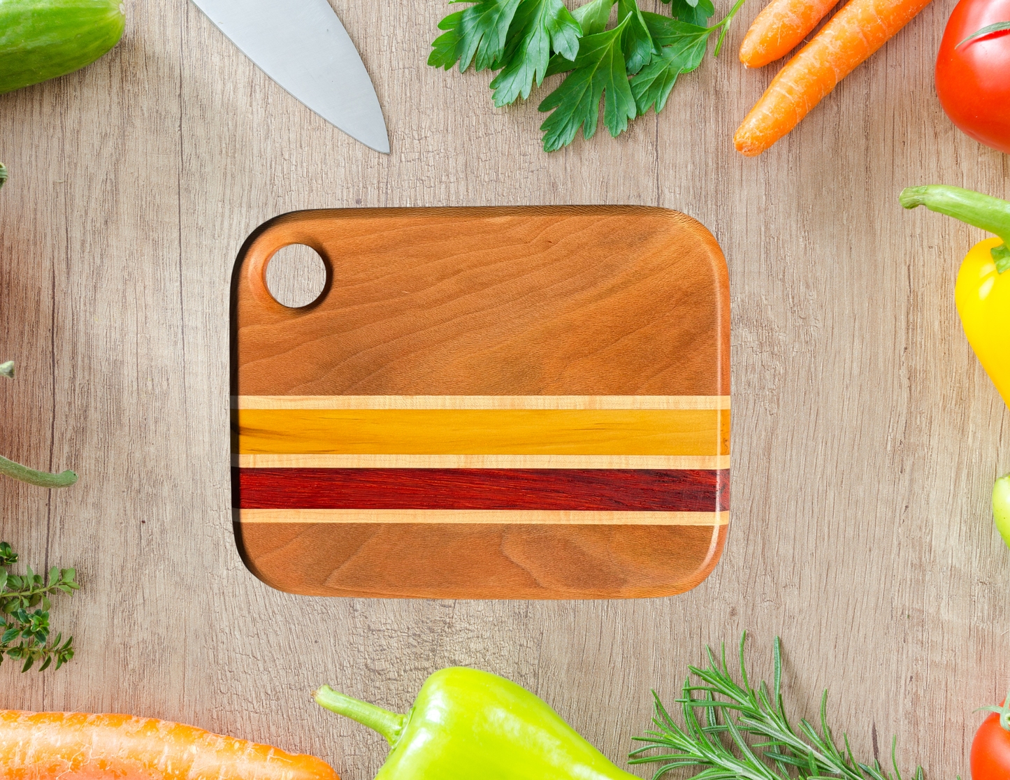 Sycamore, Maple, Yellowheart & Padauk Cutting Board