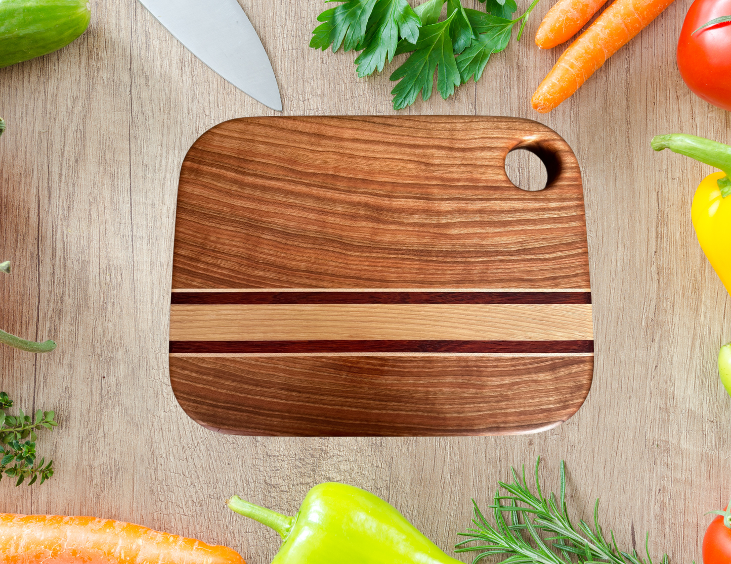 Cherry, Padauk, Maple and Hickory Cutting Board