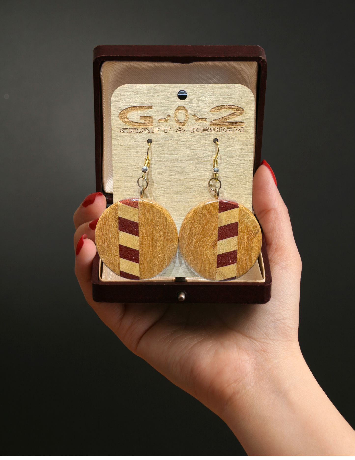 Elm, Purpleheart and Maple Earrings