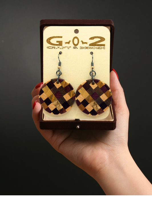 Multi Wood Round Earrings