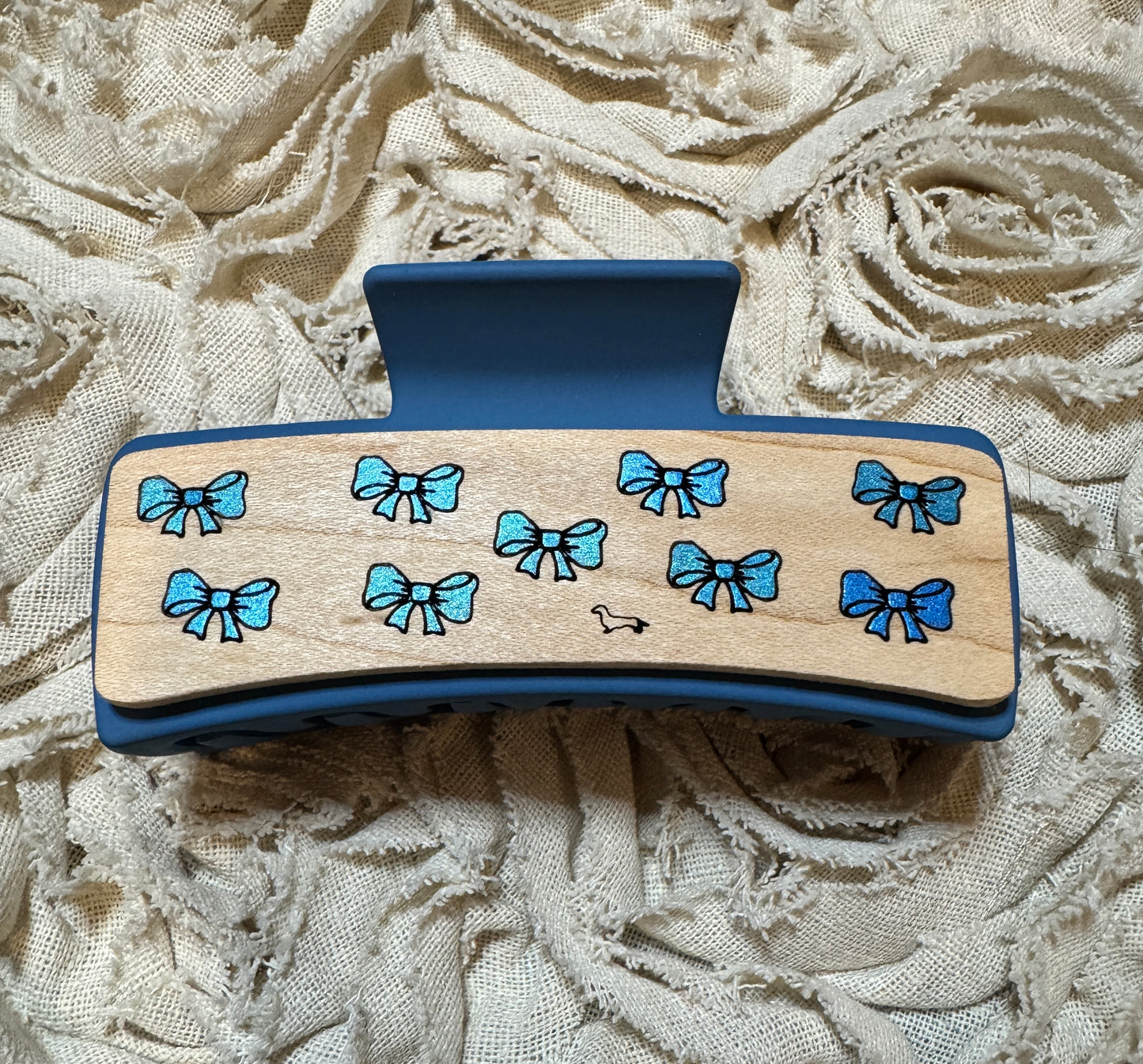 Hand Painted Laser Engraved Wood Claw Hair Clips