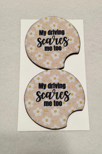 My Driving scares me too Car Coasters