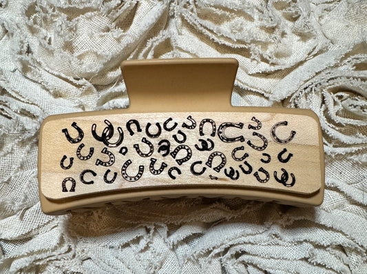 Laser Engraved Wood Claw Hair Clips