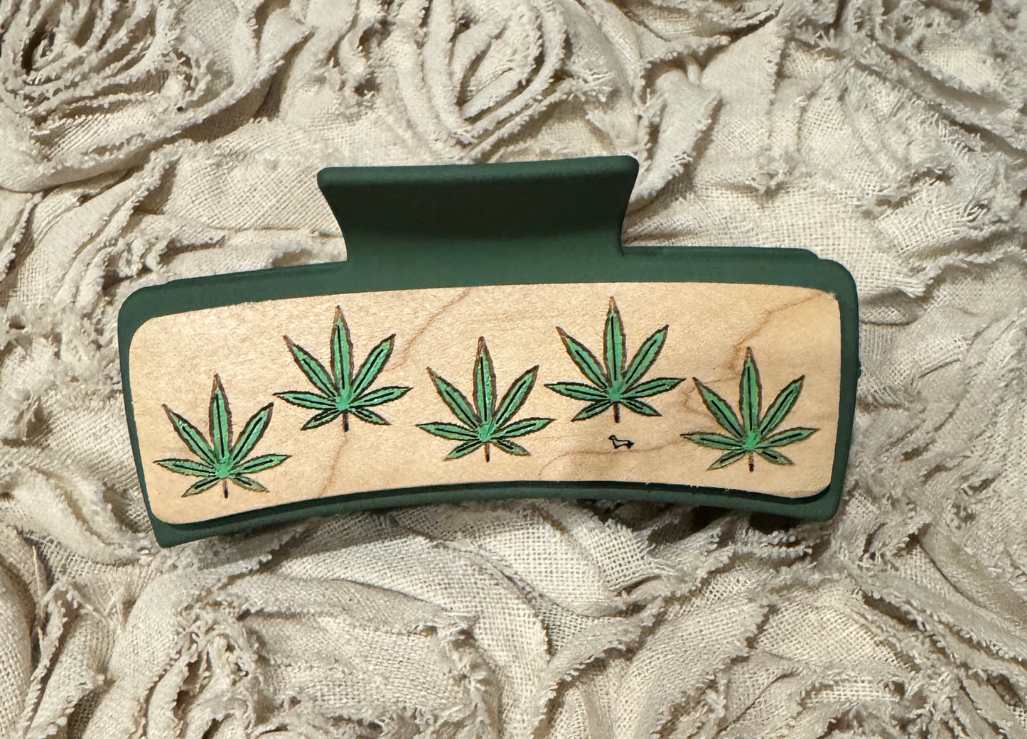 Hand Painted Laser Engraved Wood Claw Hair Clips