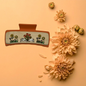 Hand Painted Laser Engraved Wood Claw Hair Clips