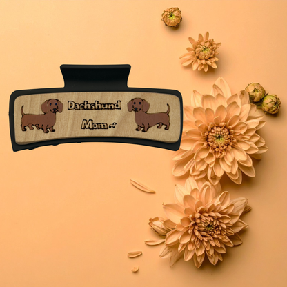 Hand Painted Laser Engraved Wood Claw Hair Clips