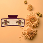 Hand Painted Laser Engraved Wood Claw Hair Clips