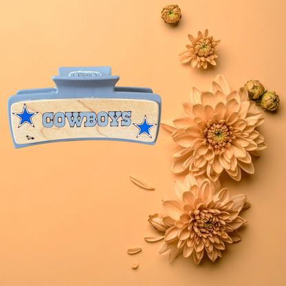 Hand Painted Laser Engraved Wood Claw Hair Clips