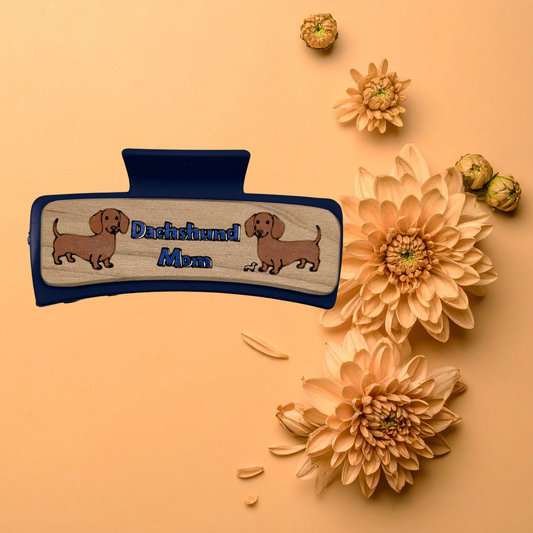 Large Hand Painted Laser Engraved Wood Claw Hair Clips