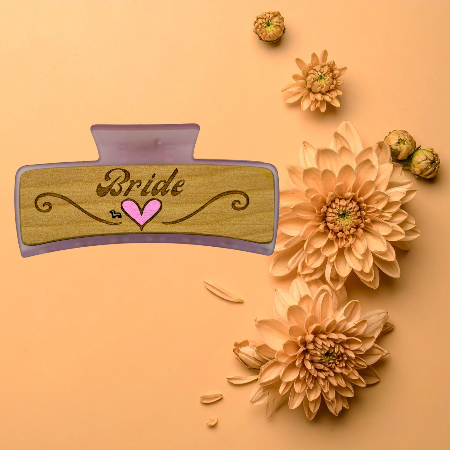 Laser Engraved Wood Claw Hair Clips