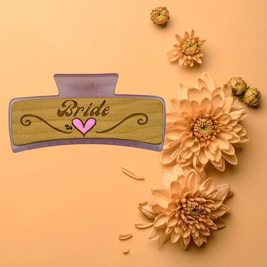 Laser Engraved Wood Claw Hair Clips