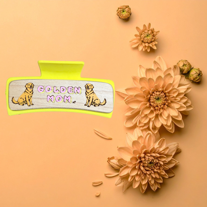 Large Hand Painted Laser Engraved Wood Claw Hair Clips